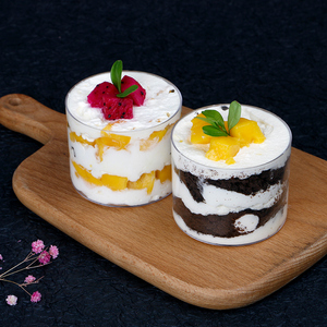 大圆杯慕斯杯水果蛋糕果冻冰淇淋提拉米苏一次性塑料西点盒布丁杯