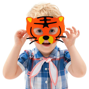 动物头饰表演道具儿童舞台虎头半脸面罩装扮cos眼罩卡通老虎面具