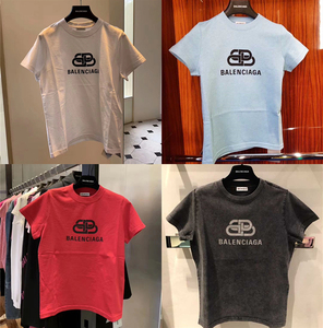 正品代购 balenciaga/巴黎世家 锁扣字母logo印花修身短袖女款t恤