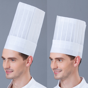 一次性厨师帽子一包10顶工作纸帽平顶帽高帽低帽无纺布厨师帽