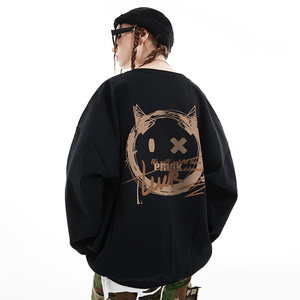 美式街头hiphop加绒不戴帽国潮小恶魔卫衣男潮oversize外套帽衫冬
