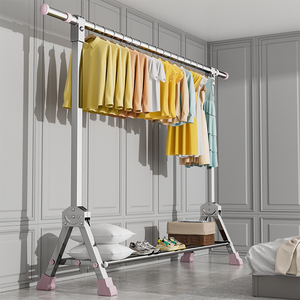 晾衣架落地折叠室内家用不锈钢凉伸缩式杆阳台晒衣架挂被子神器