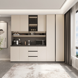 轻奢餐厅餐边柜现代简约茶水柜橱柜储物柜客厅餐柜一体靠墙高柜子