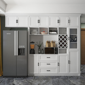 冰箱嵌入餐边酒柜一体柜靠墙高柜餐厅客厅厨房储柜物实木定制欧式