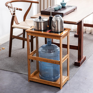 茶台烧水壶一体小茶柜茶具茶车实木茶桌边水桶茶架茶水柜竹制