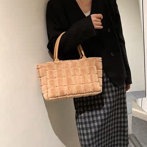 抖音毛绒包包女面包包手提托特包大容量网红ins韩版2021新款时尚