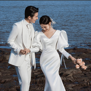 婚纱照样片影楼展会工作室白纱外景旅拍海边海景客样片11张cs261