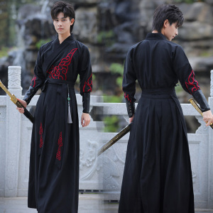 新款黑色汉服男魏晋风正版中国风古装侠客古代公子古风男士仙气大
