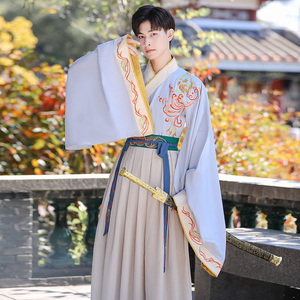 新款中国风汉服男款复古代古风男士仙气古装公子学生魏晋风大码帅