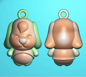 卡通狗双面招财立体生肖狗精雕图jdp浮雕玉雕灰度图电脑雕刻动物