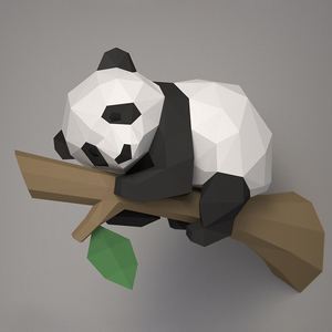 动物熊猫3d纸艺模型手工diy中式创意特色可爱萌墙壁立体墙饰壁挂