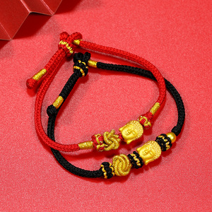 999足金佛头黄金手链女大日如来佛祖纯金双面佛祖转运珠情侣手串