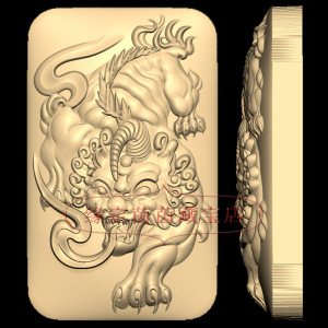 三维立体精雕图图纸stl文件招财貔貅浮雕牌子雕刻机3d模型1467