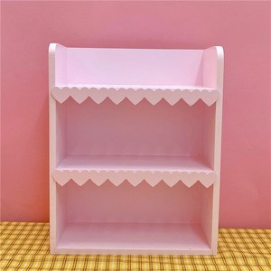 chic少女心木质三层置物架爱心花边桌面收纳盒s化妆品乳液整理架