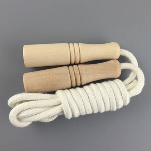 健身木制儿童用具户外运动跳绳手柄棉绳体育课比赛用具