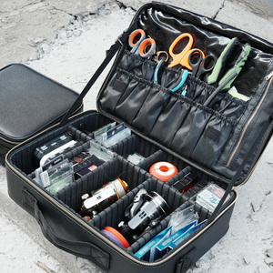 pu皮渔具线组收纳手提多功能防水钓鱼工具箱配件盒鱼钩鱼线整理箱