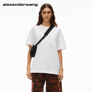 alexander wang/亚历山大王 男女同款短袖圆领高捻棉口袋t恤白色
