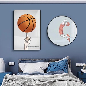 篮球海报男生房间挂画卡通动漫青少年卧室床头装饰画儿童房装饰画