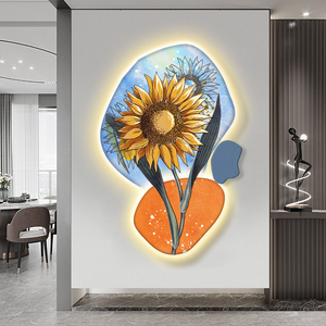 led灯发光玄关装饰画现代走廊过道挂画向日葵客厅卧室氛围灯画