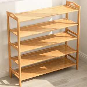 木头架子置物架承重货架家用客厅竹实木板材落地厨房多层木柜木制