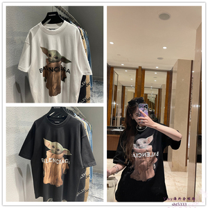 代购balenciaga/巴黎世家 21新款外星人尤达宝宝印花logot恤短袖