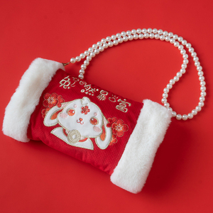 知乎原创--汉服女童冬季暖手袋小女孩捂手筒宝宝刺绣挎包中国风新