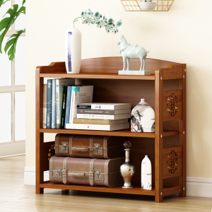 简易小型单个置物书架实木楠竹小书柜三层柜收纳柜格子床边小柜子