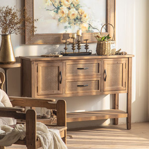 南洋做旧复古实木玄关柜民宿酒店东南亚做旧矮柜三斗乡村四斗柜