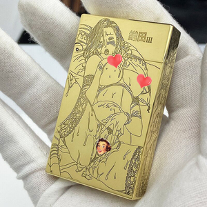 zorro佐罗美女整铜雕刻纯铜钢音朗声煤油打火机送男友创意个性潮