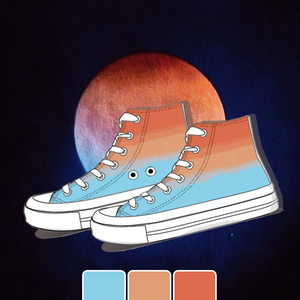 回力破晓色帆布鞋女r1se渐变色ow小众2021秋季学生高帮潮流小白鞋