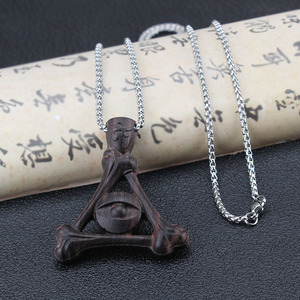 饰品黑檀木恶魔之眼坠民族风毛衣链潮酷棉麻个性百搭项链