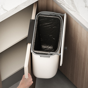 厨房隐藏式台下柜内橱柜门壁挂挂式垃圾桶简带盖防臭猫屎卫生间筒
