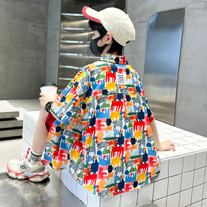 韩国男童短袖夏装套装2024新款洋气时尚运动款中大童男孩衬衫衣服