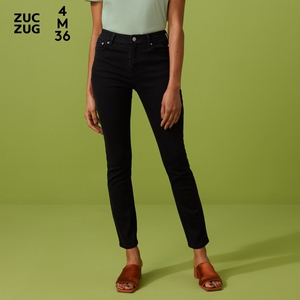 素然zuczug 4m36 女士经典休闲黑牛仔紧身裤