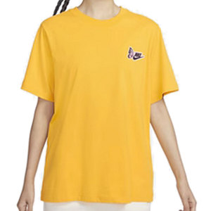 nike 耐克印花女子休闲运动圆领透气宽松短袖T恤黄色FD2548-739