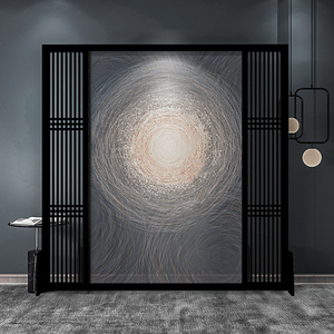 简约现代实木格栅屏风隔断客厅玄关轻奢酒店会所大厅大堂座屏宇宙