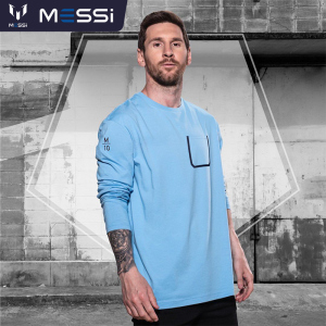 leo messi梅西纯棉宽松透气长袖圆领休闲运动t恤上衣