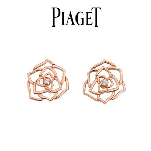 piaget伯爵官方rose玫瑰金镂空玫瑰女士钻石耳环镶钻耳钉