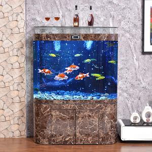 欧式生态鱼缸水族箱大型底滤鱼缸造景客厅落地小型玻璃家用金鱼缸