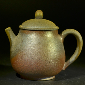 钦州坭兴陶茶壶柴烧梨形窑变纯手工中式古拙时尚非紫砂黑茶具紫泥