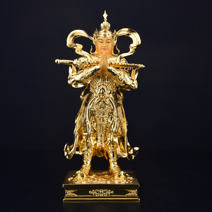 纯铜朝天韦驮护法像家用供奉十愿韦陀天菩萨神像韦天将军客厅摆件