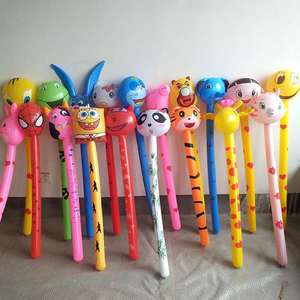 pvc儿童充气长棒玩具地摊卡通动物冲气长颈鹿气球棒吹气兔子棒棒