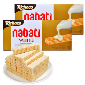 richoco印尼进口丽巧克纳宝帝香草牛奶味威化饼干145g休闲零食