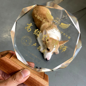 水晶奖杯纹绣奖牌纹绣师资格荣誉证书定制荣誉定做半永久比赛木托