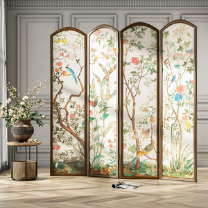 法式宫廷花鸟屏风隔断墙现代轻奢客厅可折叠移动别墅家用遮挡装饰