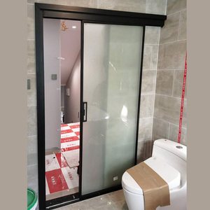 定制卫生间窄边单扇推拉门黑色长虹磨砂厨房移门厕所吊轨钢化玻璃