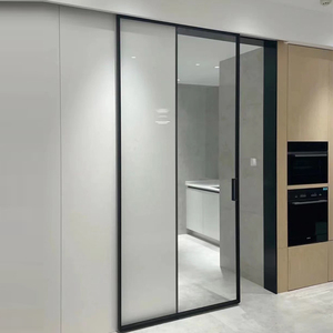 无轨幽灵门隐形门谷仓门单吊轨推拉门极窄厨房卫生间悬浮玻璃移门