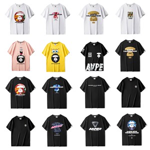 香港潮牌aape t恤纯棉新款日系短袖联名海贼王海绵宝宝男女半袖衫