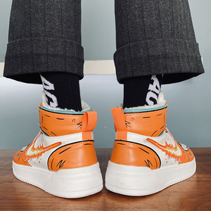 aj官网旗舰店动漫联名男鞋冬季加绒保暖高帮鞋学生小火龙鸳鸯鞋女