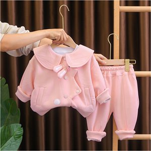 婴儿衣服韩版洋气长袖翻领兔耳朵卫衣分体三件套一周岁女宝宝春装